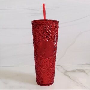 Starbucks Holiday 2021 Ruby Red Jeweled Cold Cup Tumbler- 24 oz